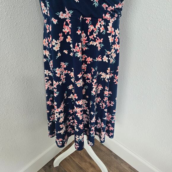 Jessica Howard Women's Size 16 Sleeveless Navy & Pink Floral Spring Dress - Picture 3 of 11